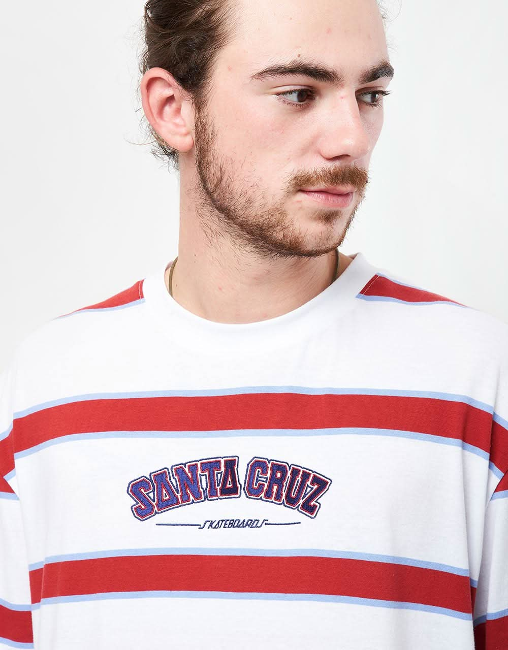 Santa Cruz Collegiate SC Stripe T-Shirt - White Stripe