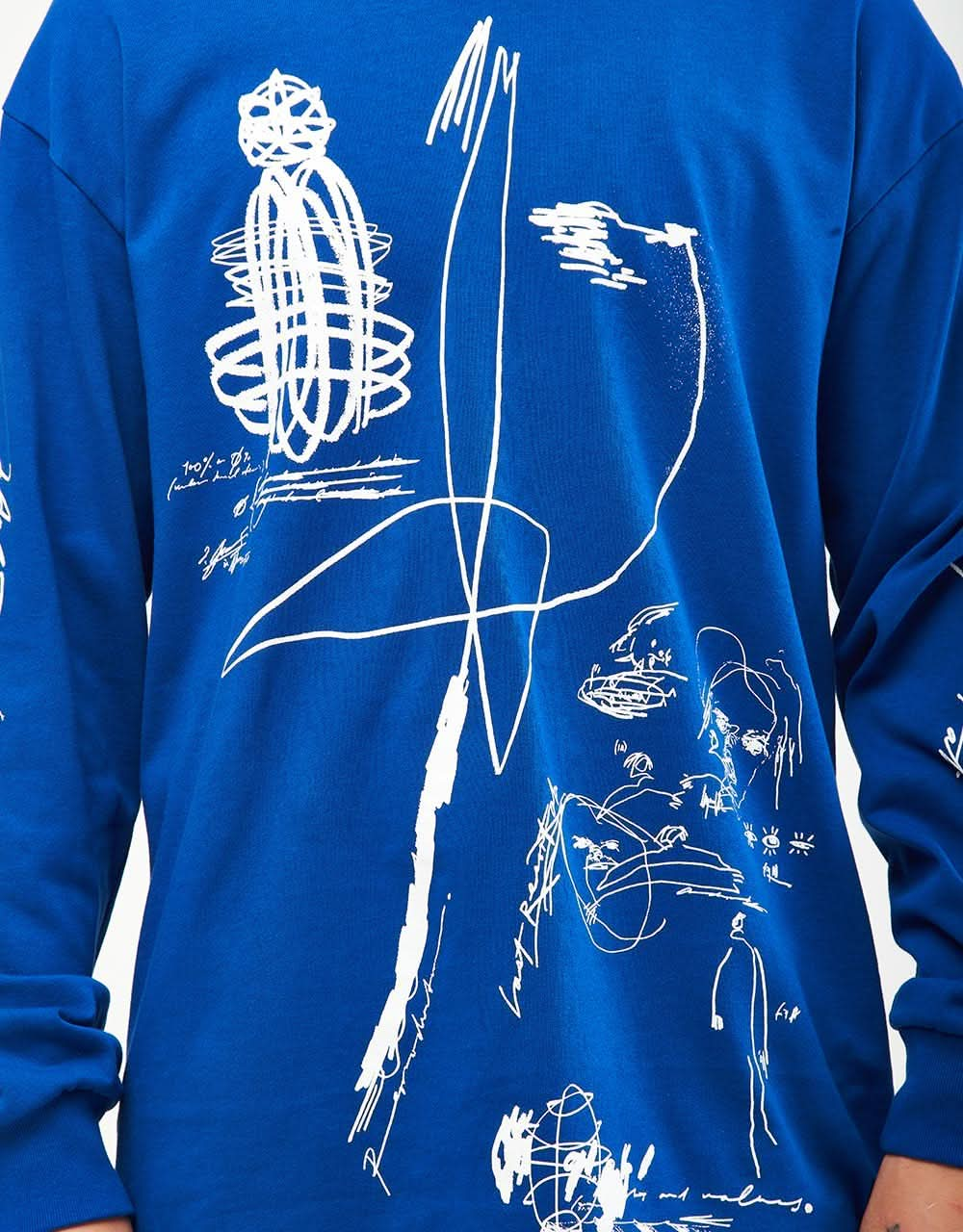 Last Resort AB x Julian Smith Expando L/S T-Shirt - Klein Blue/White