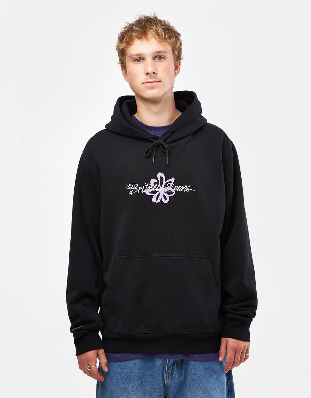 Welcome x Britney Spears Flower Pigment-Dyed Pullover Hoodie - Black