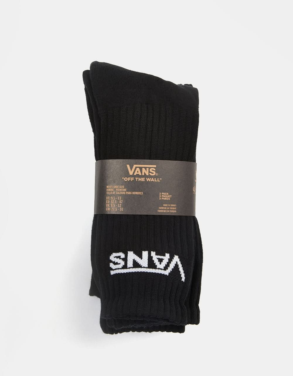 Vans Classic Crew 3 Pack Socks - Black