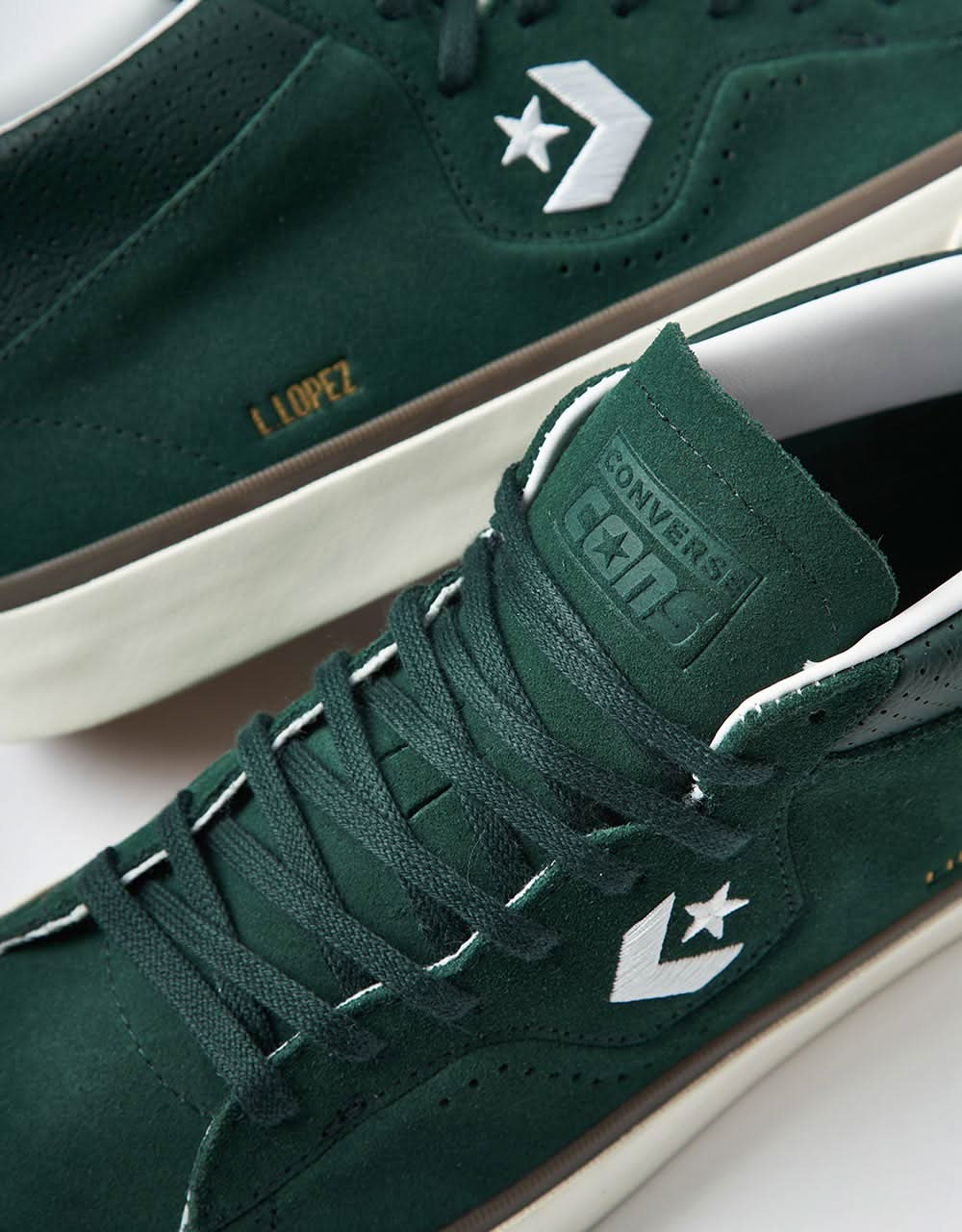 Converse Louie Lopez Pro Mid Skate Shoes - Deep Emerald/White/Egret