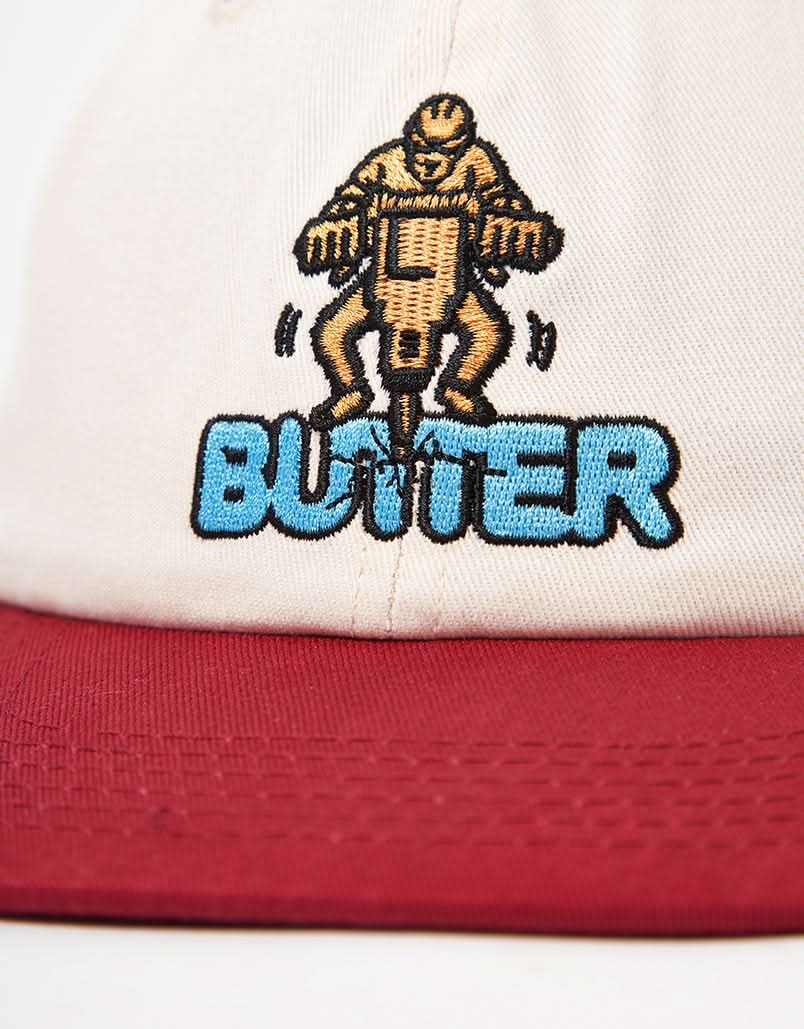 Butter Goods Jack Hammer 6 Panel Cap - Natural/Maroon