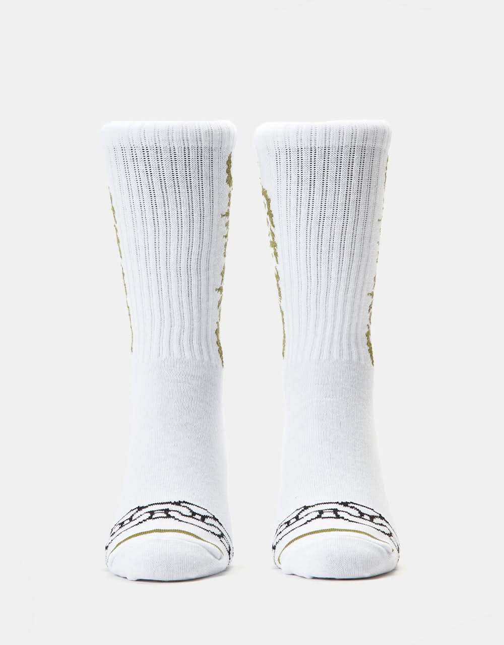 Santa Cruz Dungeon Strip Socks - White