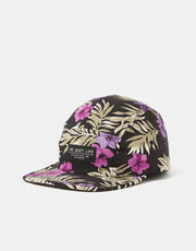 Gorra Camper de 5 paneles de lino floral de The Quiet Life - Negro