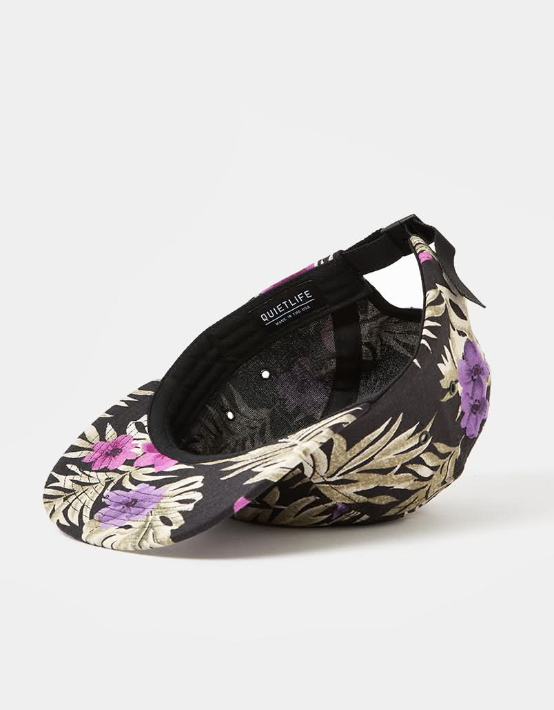 Gorra Camper de 5 paneles de lino floral de The Quiet Life - Negro