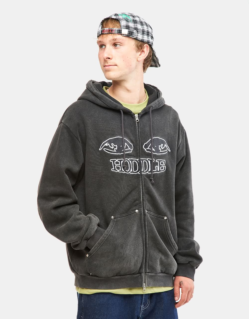 Hoddle Watcher Zip Hoodie - Over Dye/Black