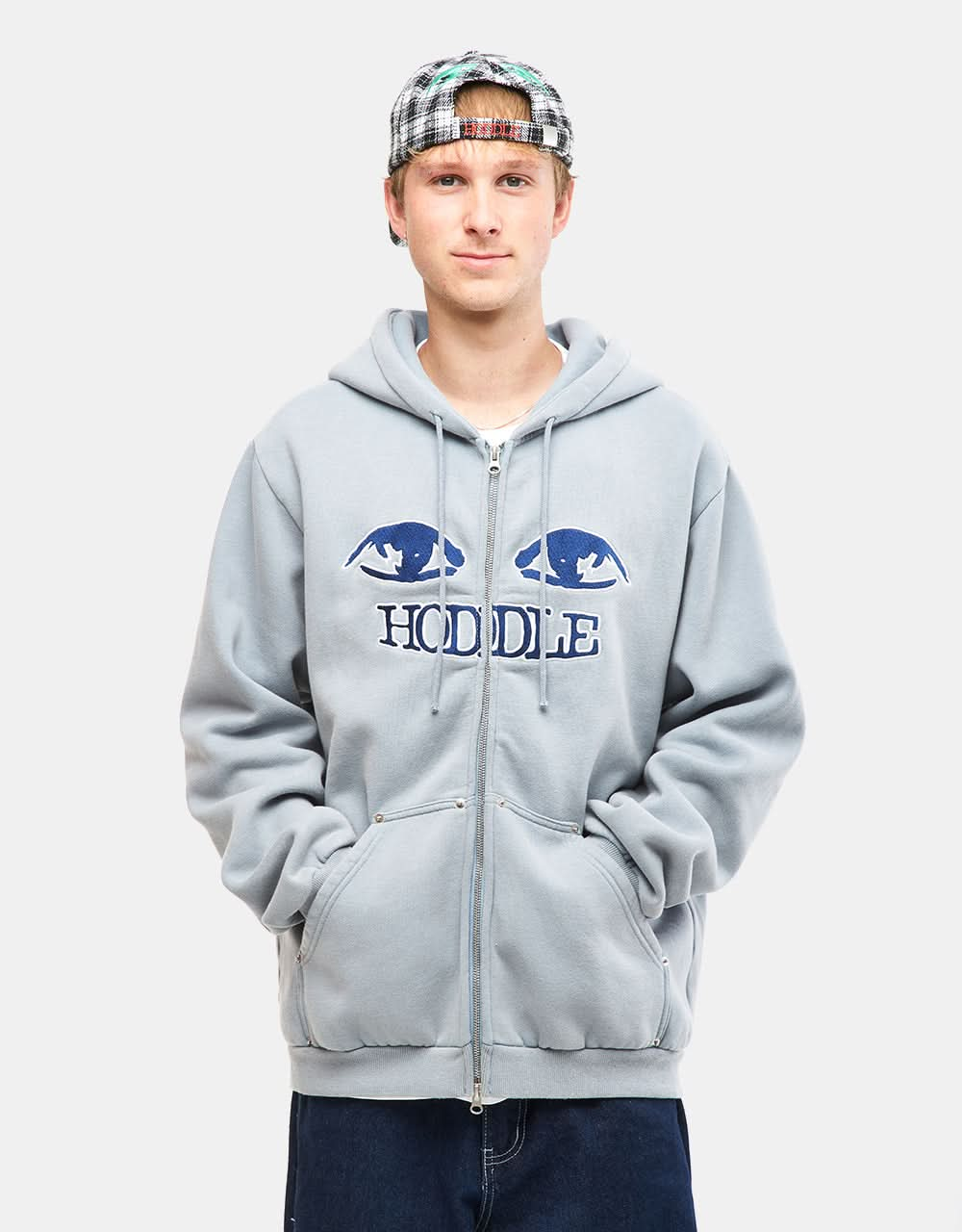 Sudadera con capucha y cremallera Hoddle Watcher - Sobre teñida/Azul bebé