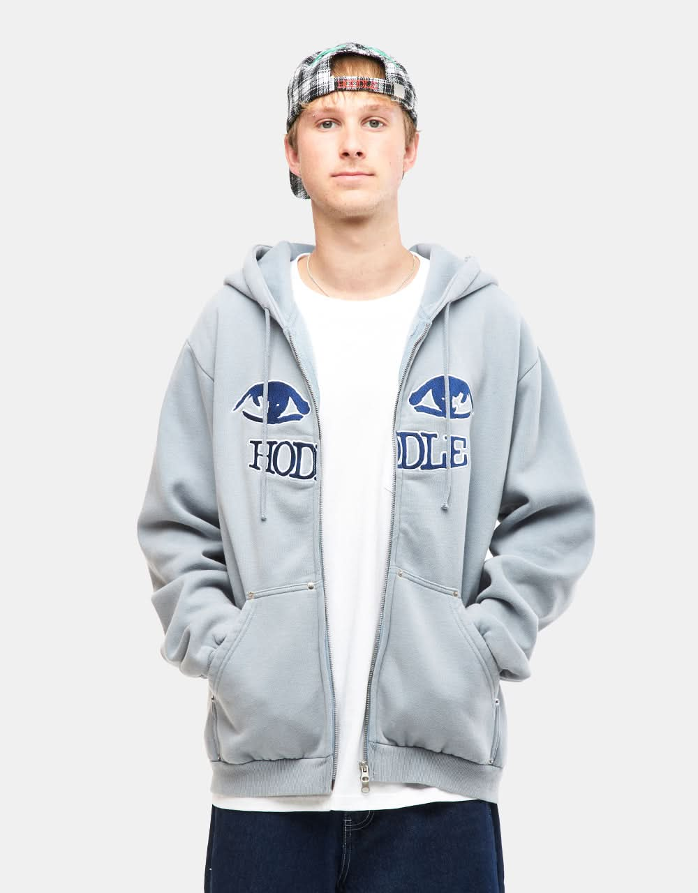 Hoddle Watcher Zip Hoodie - Over Dye/Baby Blue