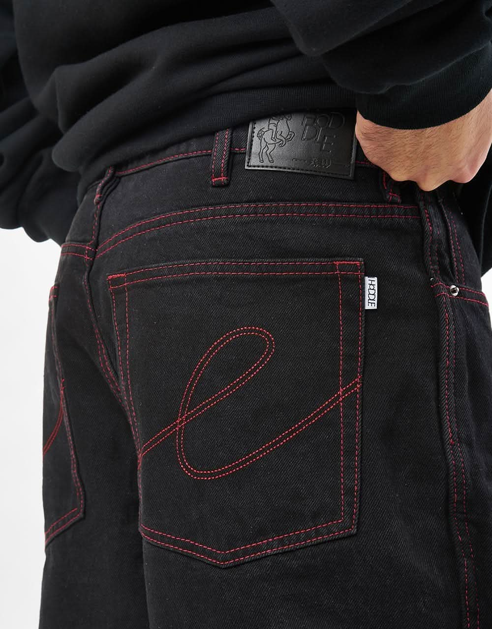 Hoddle Ranger Jeans - Black/Red Stitch