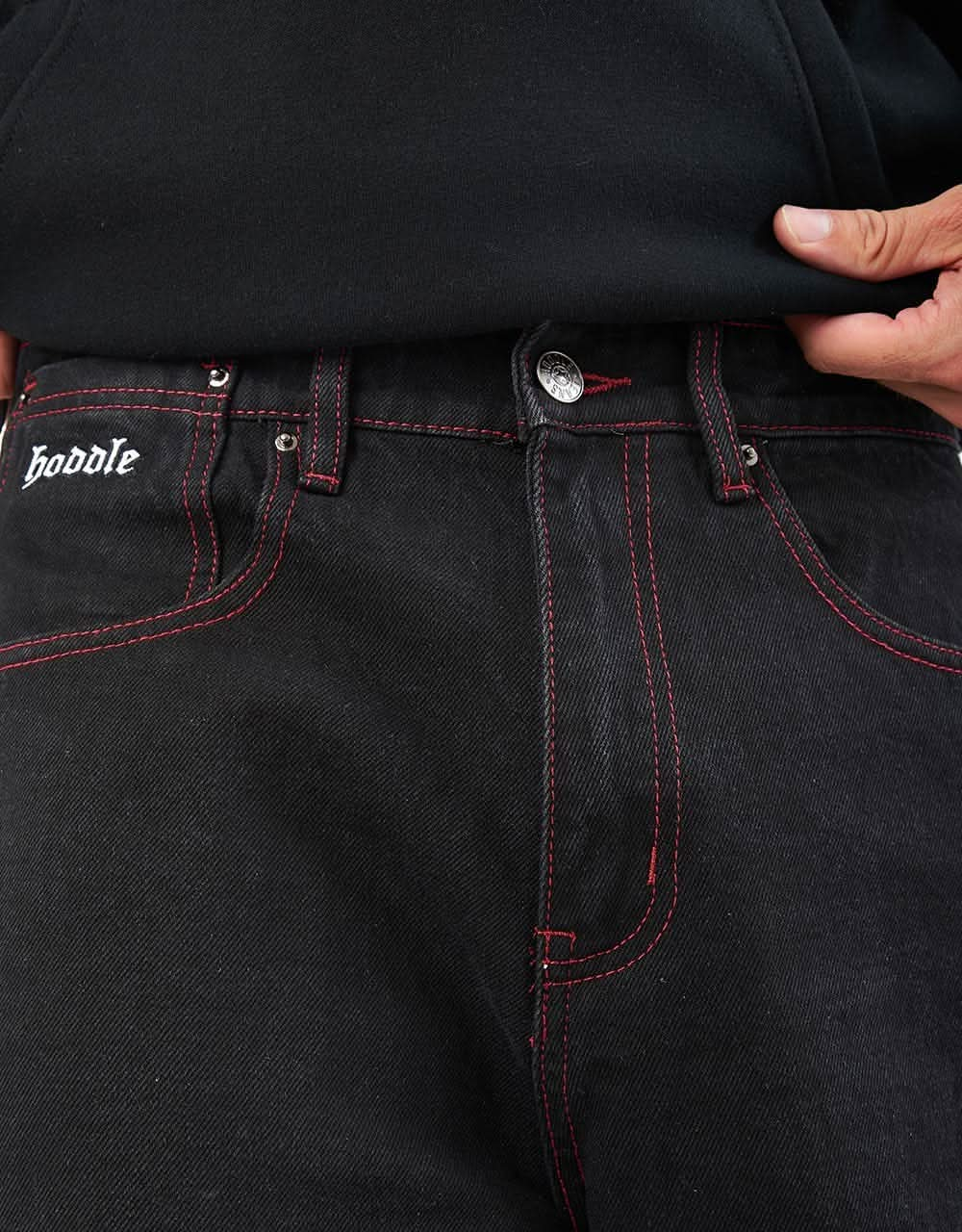 Hoddle Ranger Jeans - Black/Red Stitch