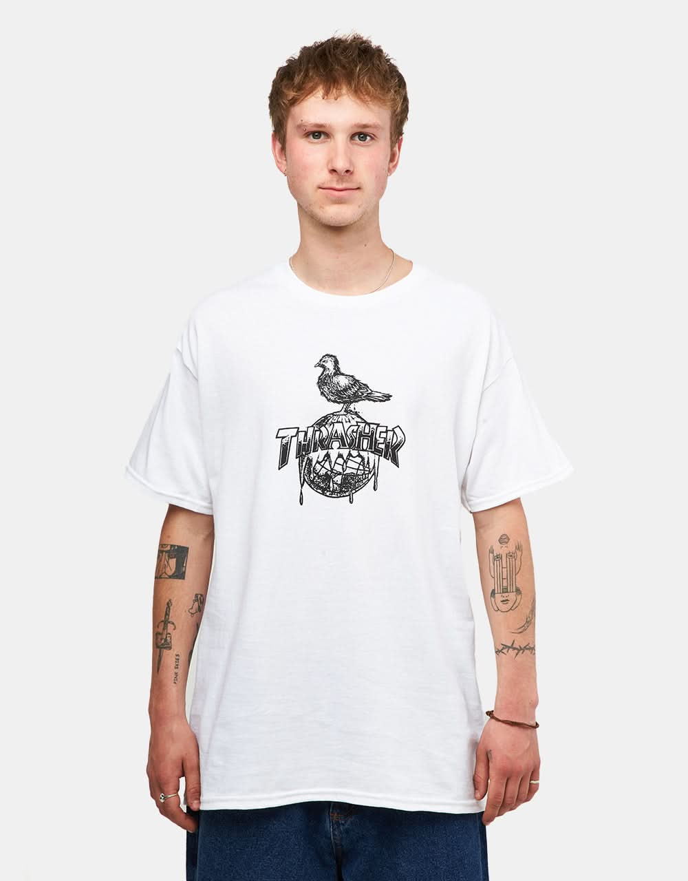 T-Shirt Thrasher x Anti Hero Cover The Earth - Blanc