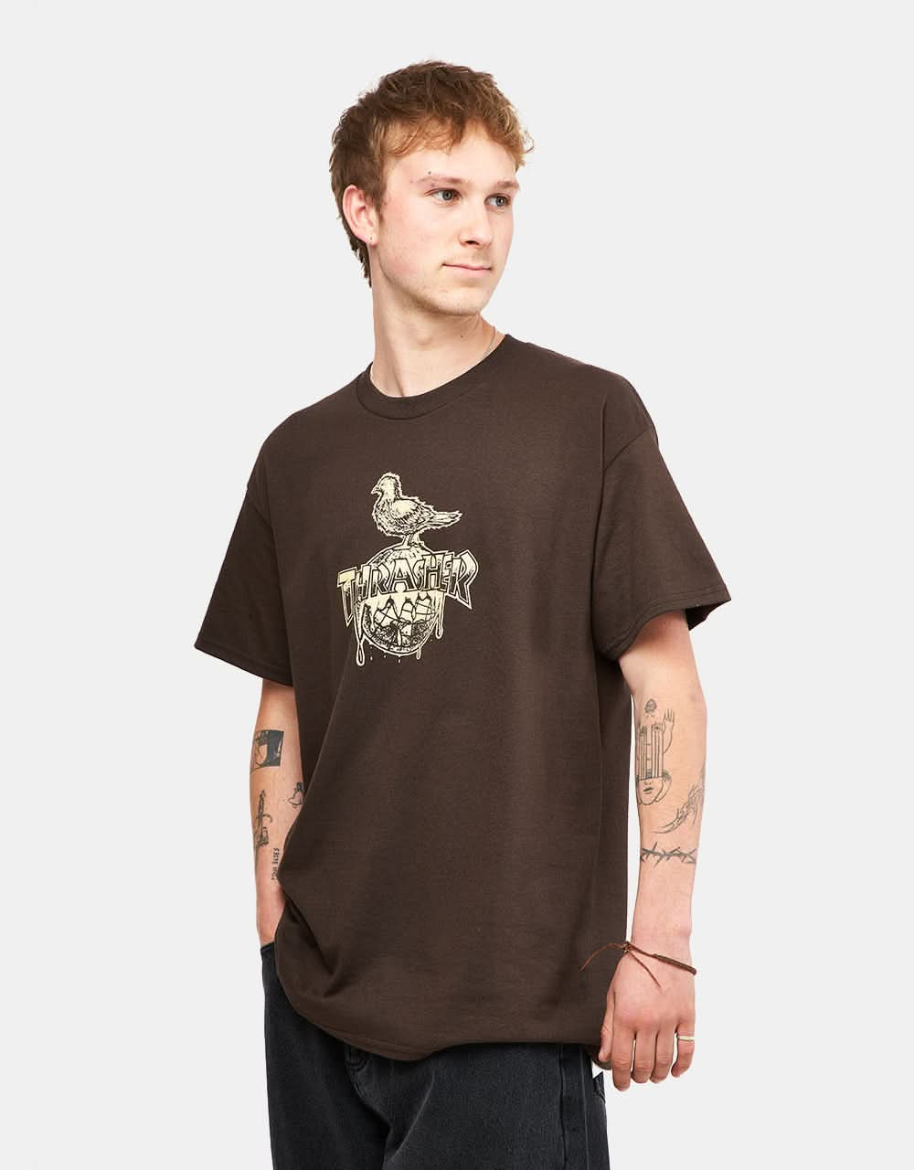 Thrasher x Anti Hero Cover The Earth T-Shirt - Dark Chocolate