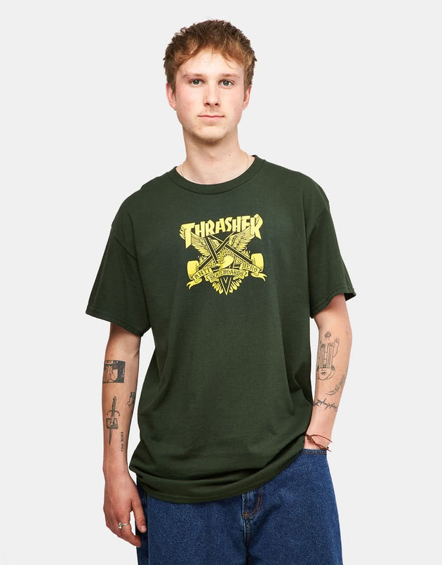 Camiseta Thrasher x Anti Hero Eaglegram - Verde bosque