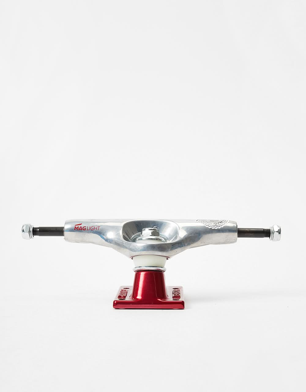 Tensor Mag Light Glossy 5.25 Skateboard Trucks - Silver/Red