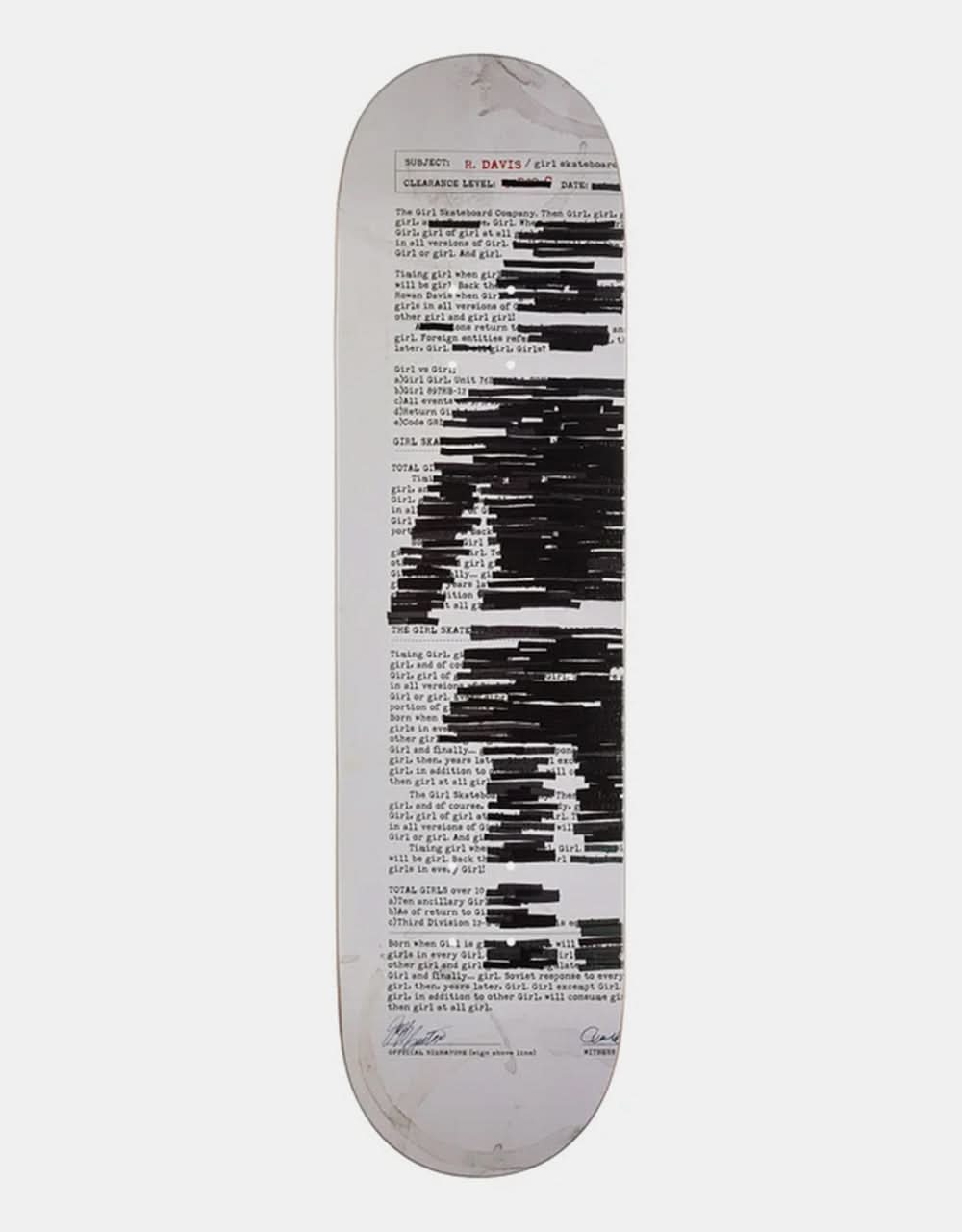 Girl Davis Redacted G052 Skateboard Deck - 8.25"