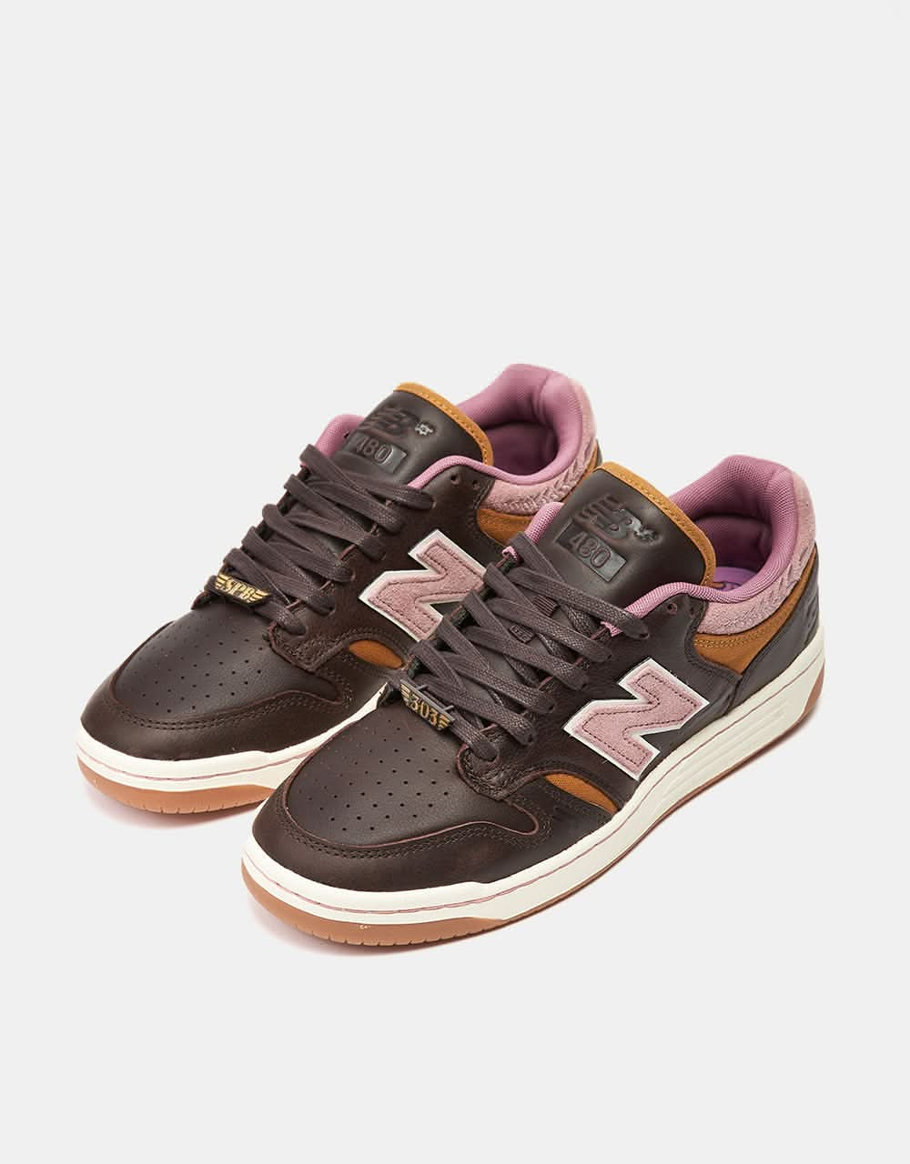 New Balance Numeric x 303 x Jeremy Fish 480 Skate Shoes - Brown/Pink