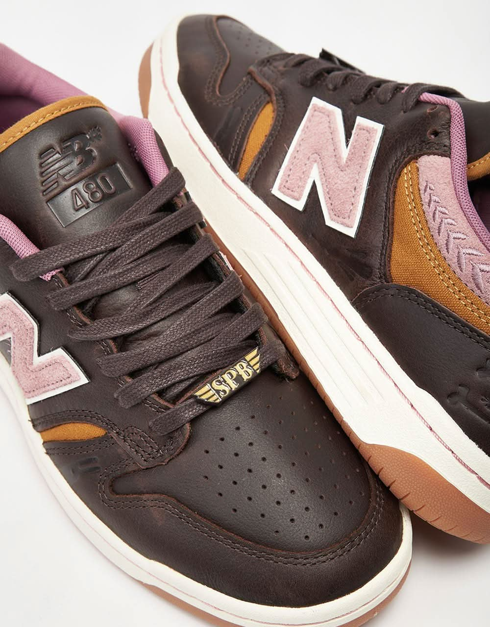 New Balance Numeric x 303 x Jeremy Fish 480 Skate Shoes - Brown/Pink