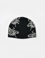 Route One Dragon Cuffless Beanie - Black/Angora