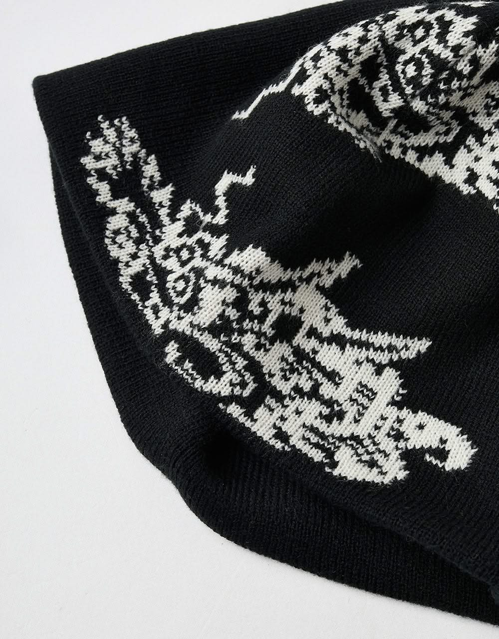 Route One Dragon Cuffless Beanie - Black/Angora