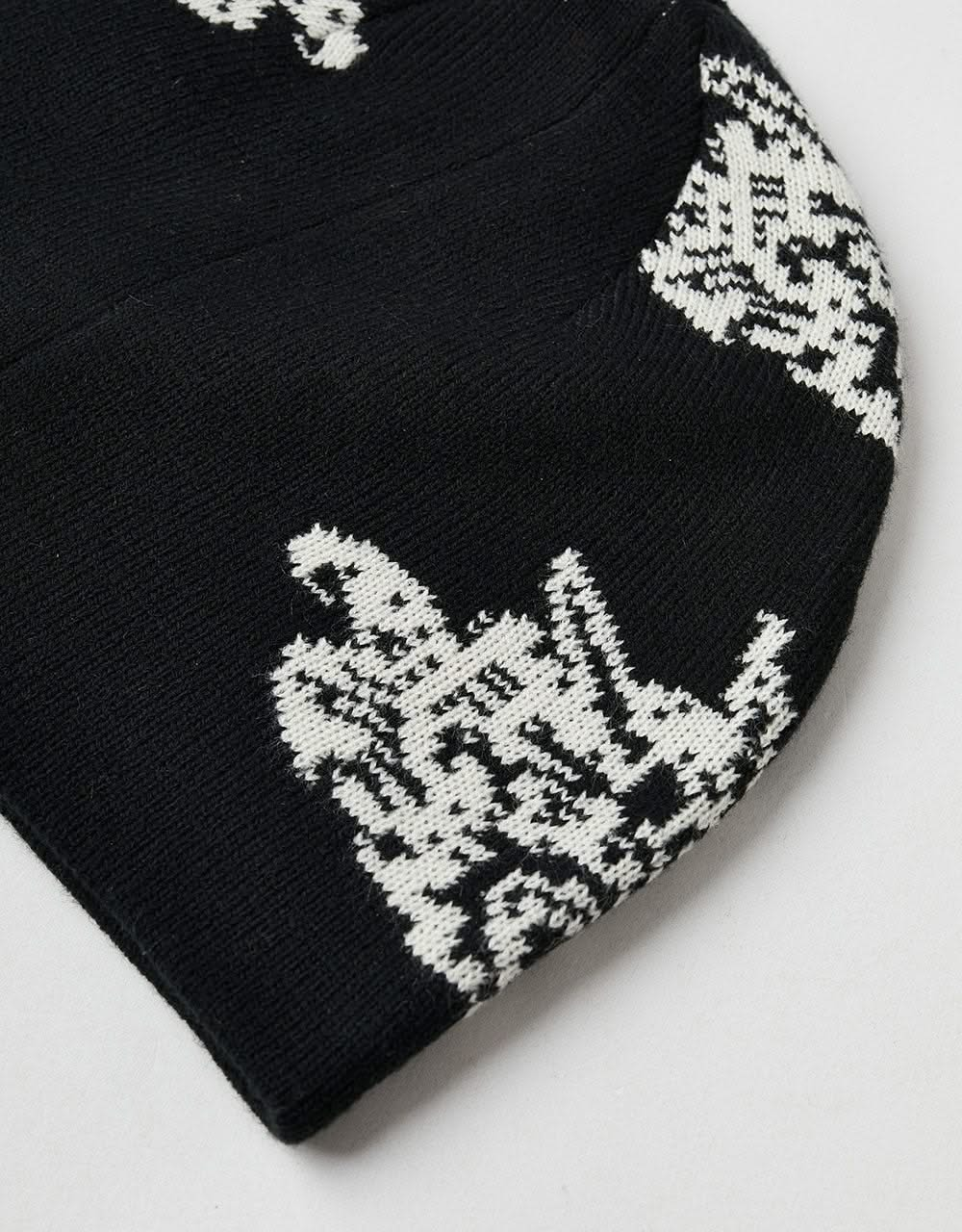 Route One Dragon Cuffless Beanie - Black/Angora