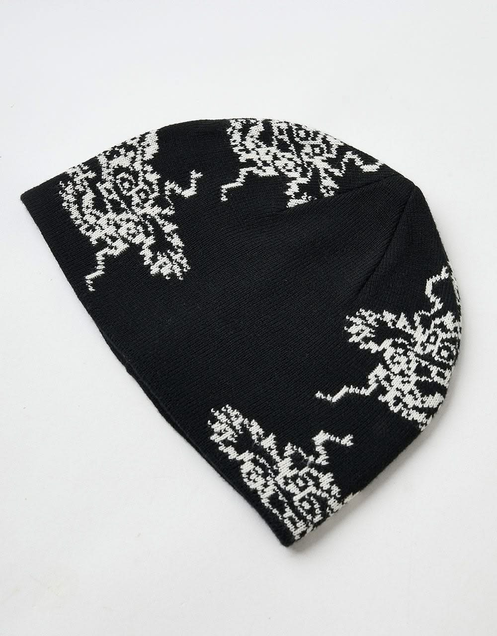 Route One Dragon Cuffless Beanie - Black/Angora