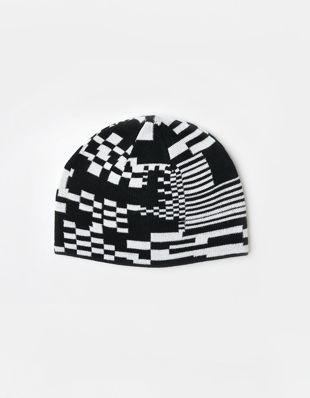 Route One Glitch Cuffless Beanie - Black/Angora