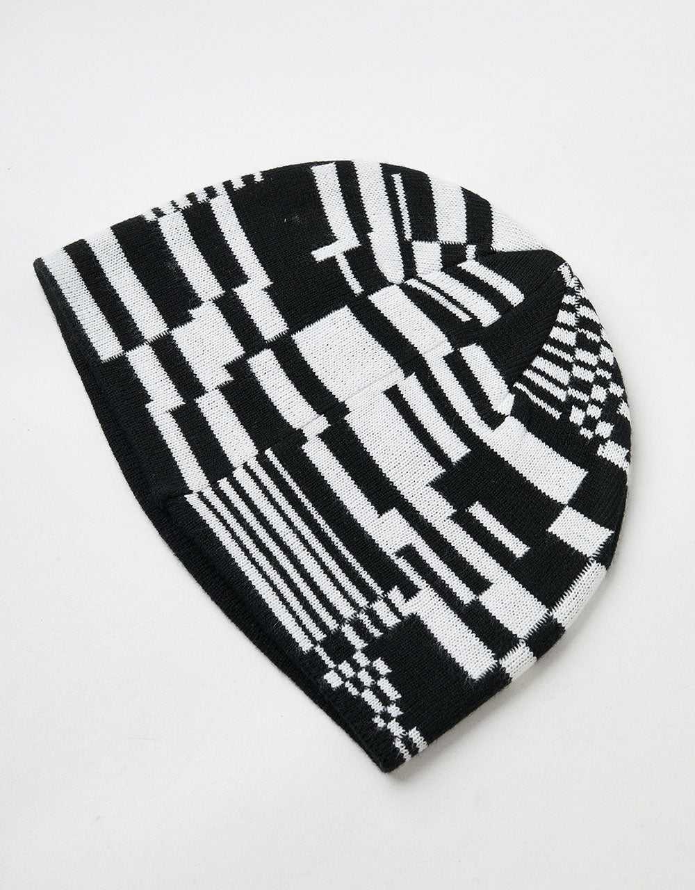 Route One Glitch Cuffless Beanie - Black/Angora