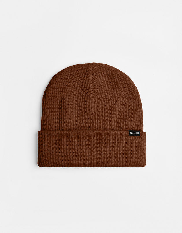 Route One Recycled Fisherman Beanie - Chocolate