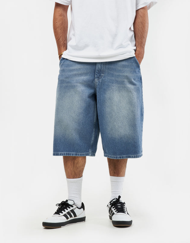 Route One Super Baggy XL Denim Bermuda Shorts - Washed Blue