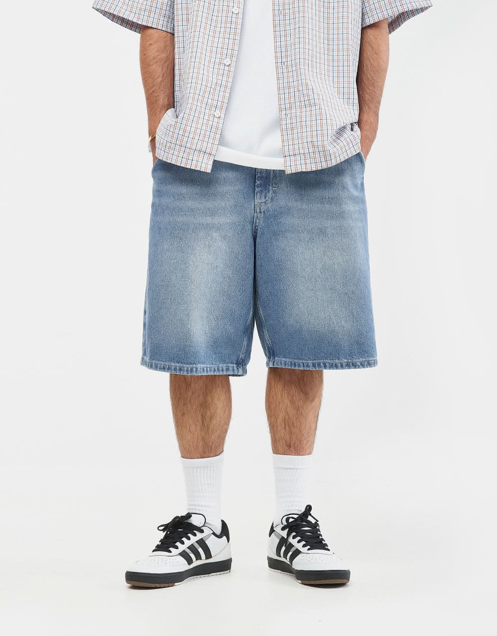 Route One Super Baggy OG Denim Shorts - Washed Blue