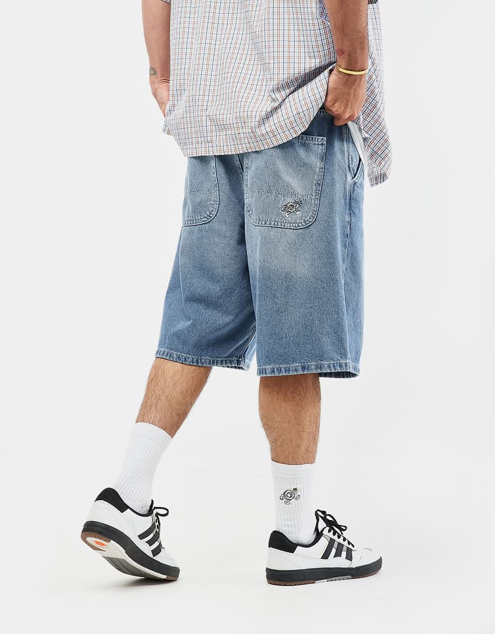 Route One Super Baggy OG Denim Shorts - Washed Blue