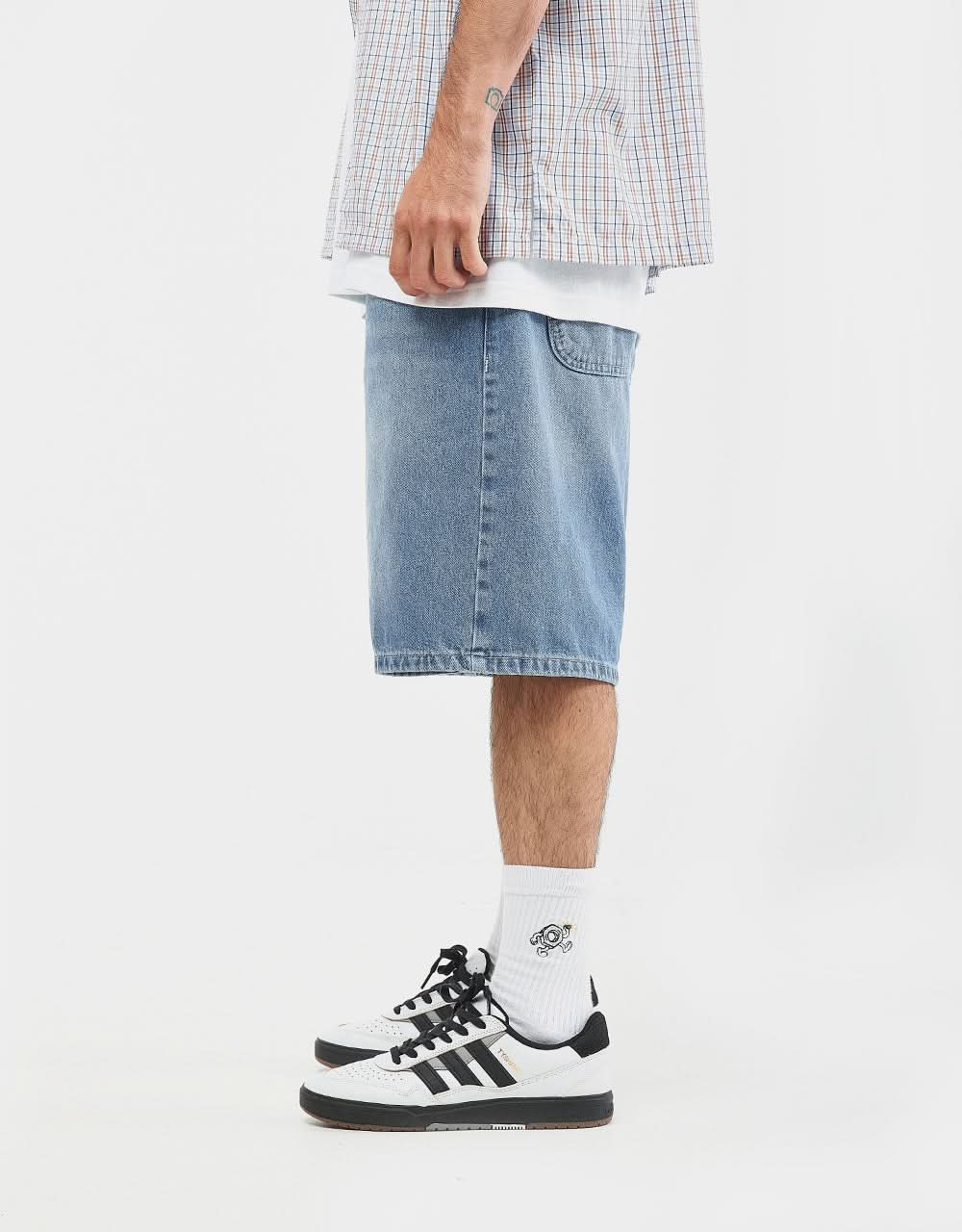 Route One Super Baggy OG Denim Shorts - Washed Blue