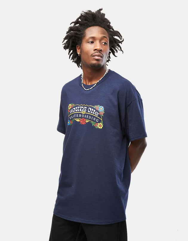 Route One Florals T-Shirt - Navy