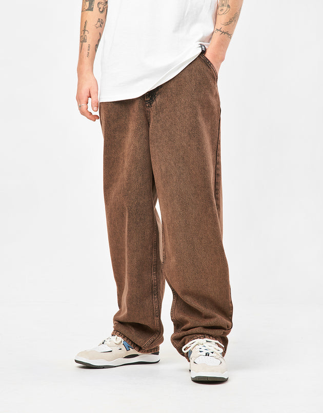 Route One Super Baggy Denim Jeans - Burnt Mahogany