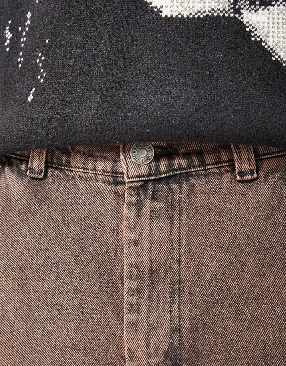 Route One Super Baggy Denim Jeans - Burnt Mahogany