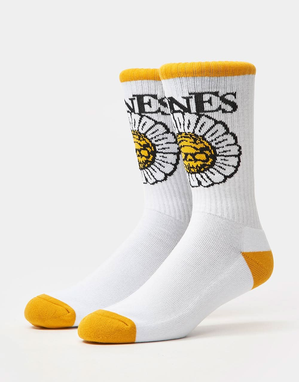 Bones Pushing Up Daisies Socks - White