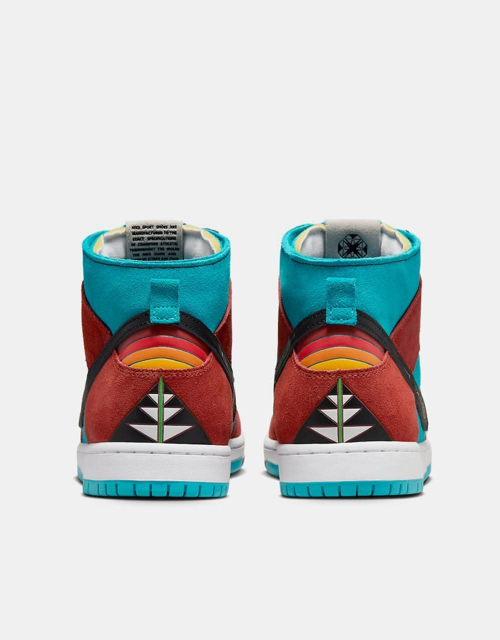 Nike SB x Di'Orr Greenwood 'Navajo Arts' Dunk Hi Decon QS Skate Shoes - Turquoise Blue/Black-Rugged Orange