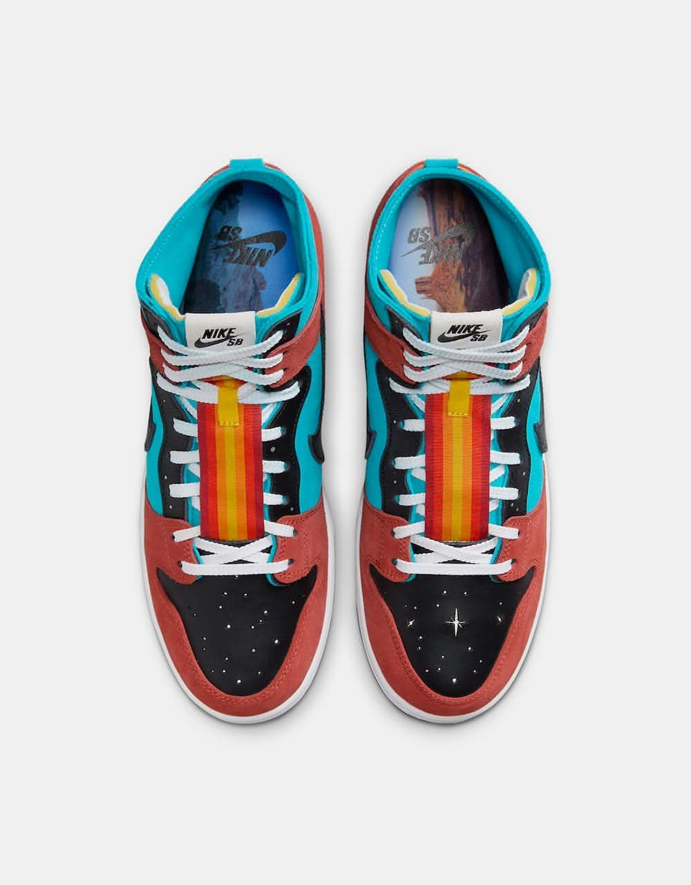 Nike SB x Di'Orr Greenwood 'Navajo Arts' Dunk Hi Decon QS Skate Shoes - Turquoise Blue/Black-Rugged Orange