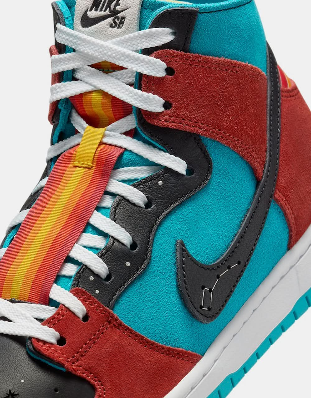 Nike SB x Di'Orr Greenwood 'Navajo Arts' Dunk Hi Decon QS Skate Shoes - Turquoise Blue/Black-Rugged Orange