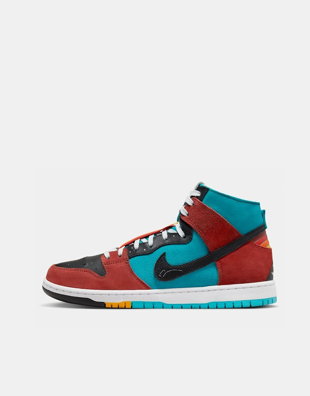 Nike SB x Di'Orr Greenwood 'Navajo Arts' Dunk Hi Decon QS Skate Shoes - Turquoise Blue/Black-Rugged Orange