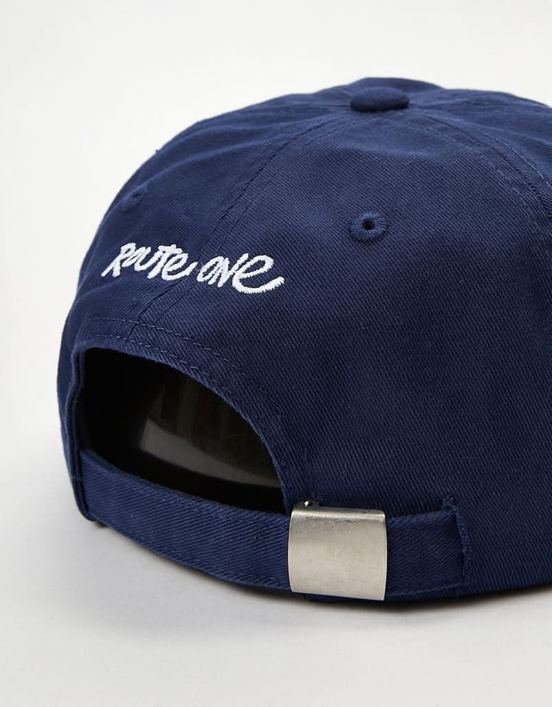 Route One Peace Turtle Unstructured 6 Panel Cap - Washed Navy