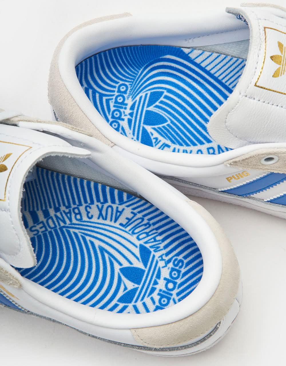 adidas Puig Indoor Skate Shoes - White/Bluebird/Gold Metallic