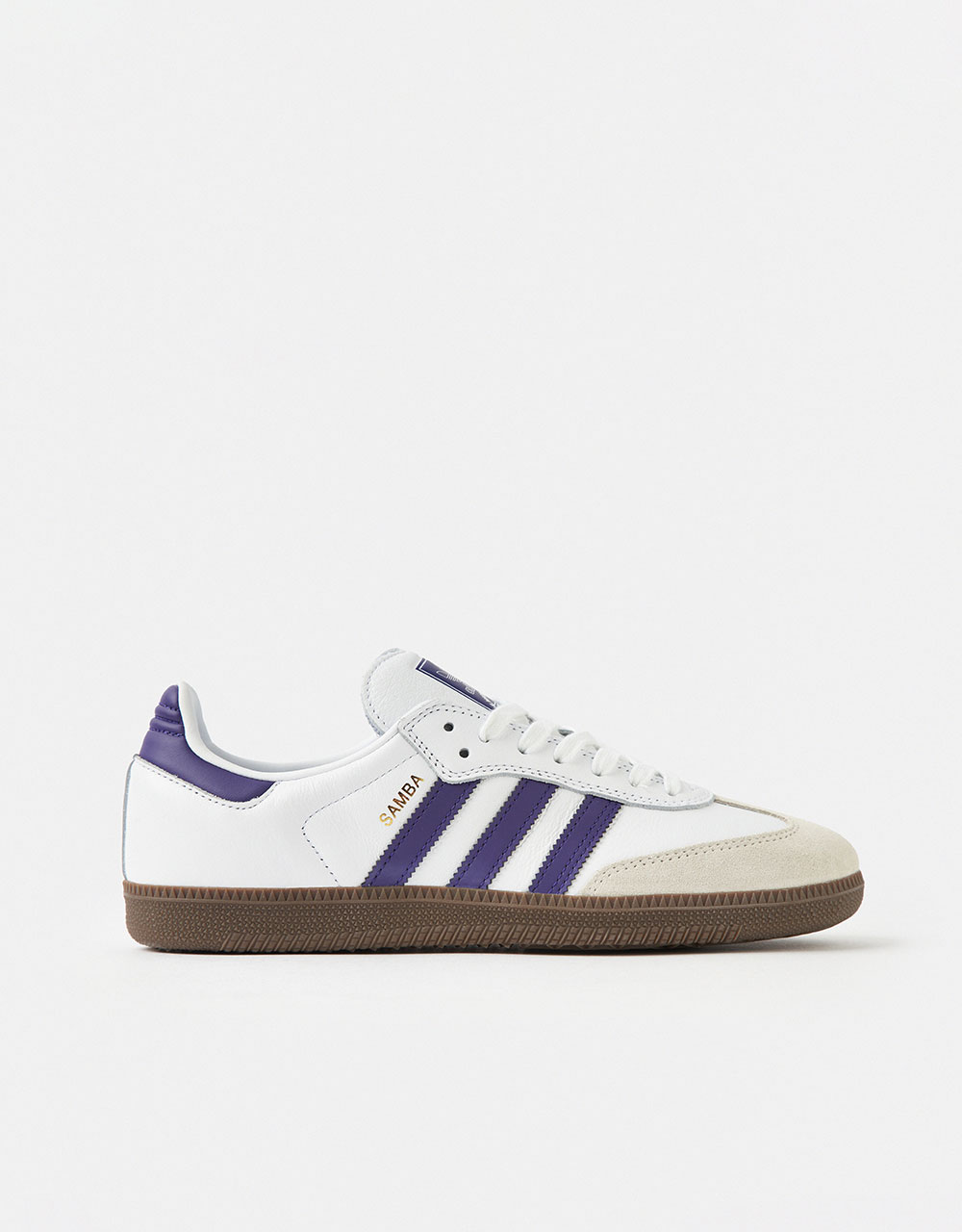 adidas Samba ADV Skate Shoes - White/Collegiate Purple/Gold Metallic