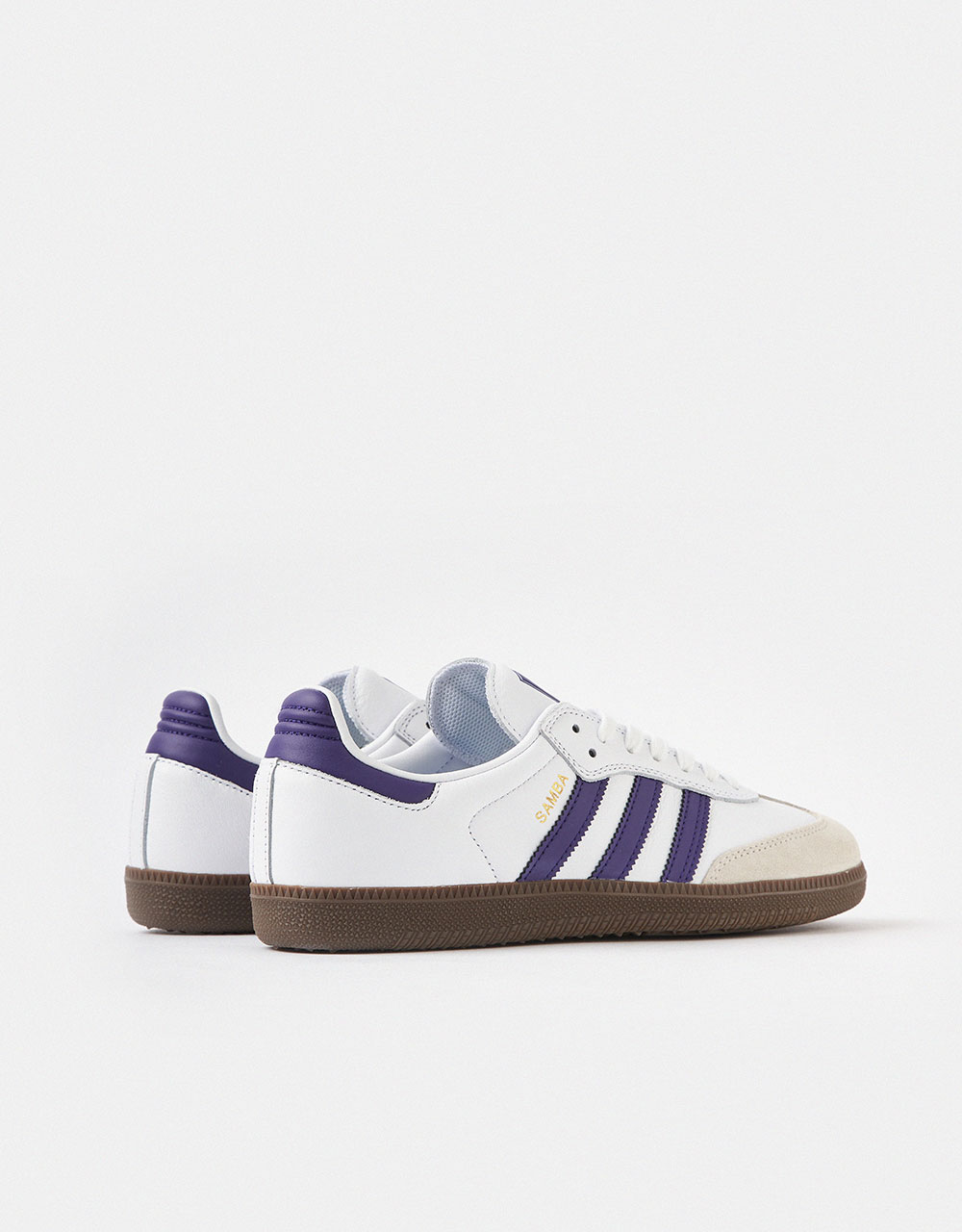 adidas Samba ADV Skate Shoes - White/Collegiate Purple/Gold Metallic