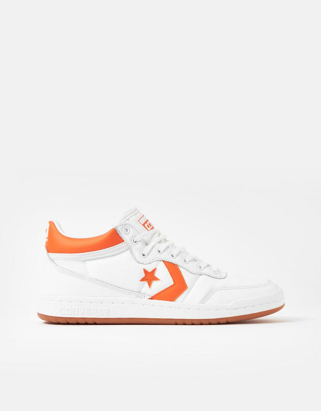 Converse Fastbreak Pro Leather & Nylon Skate Shoes - White/Orange/White