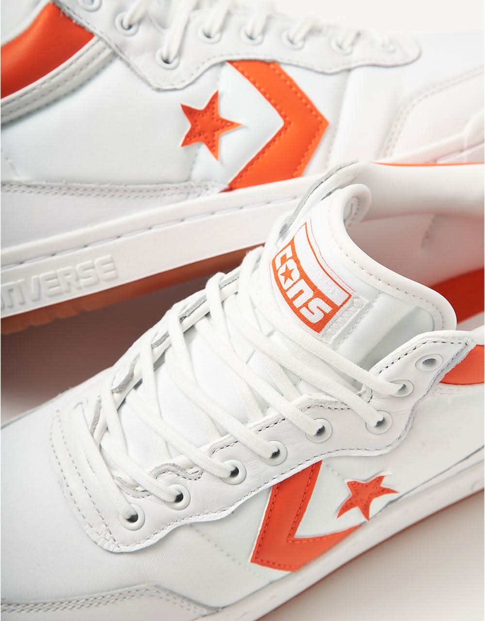 Converse Fastbreak Pro Leather & Nylon Skate Shoes - White/Orange/White