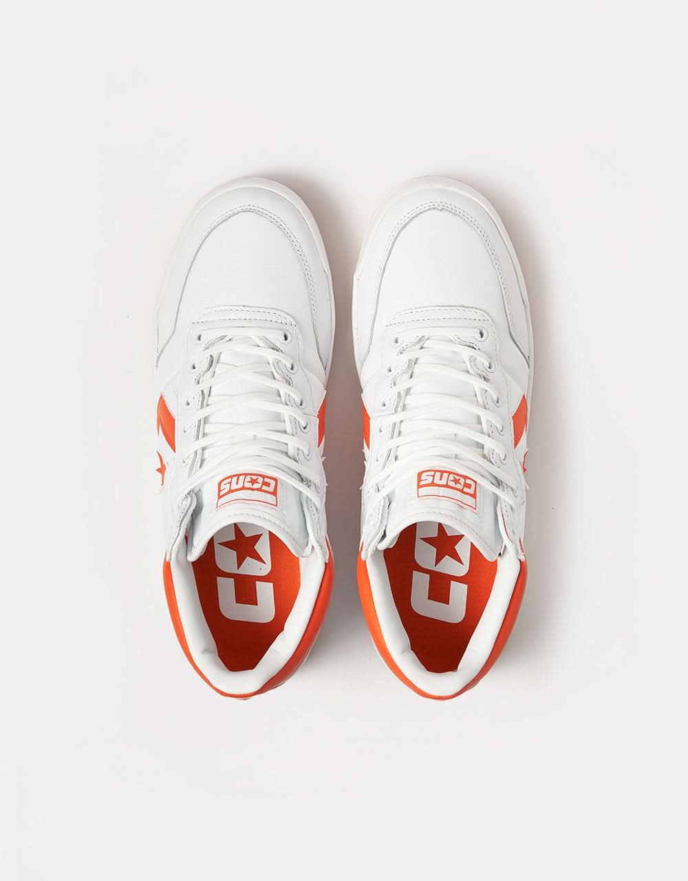 Converse Fastbreak Pro Leather & Nylon Skate Shoes - White/Orange/White