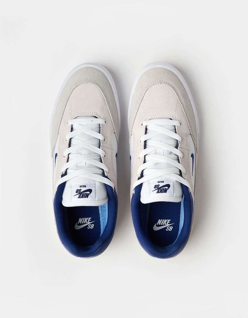 Nike SB Malor Skate Chaussures - Blanc/Bleu Royal Profond-Teinte Platine