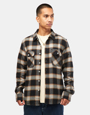 Brixton Bowery L/S Flannel Shirt (20th Anniversary) - Black/Cream