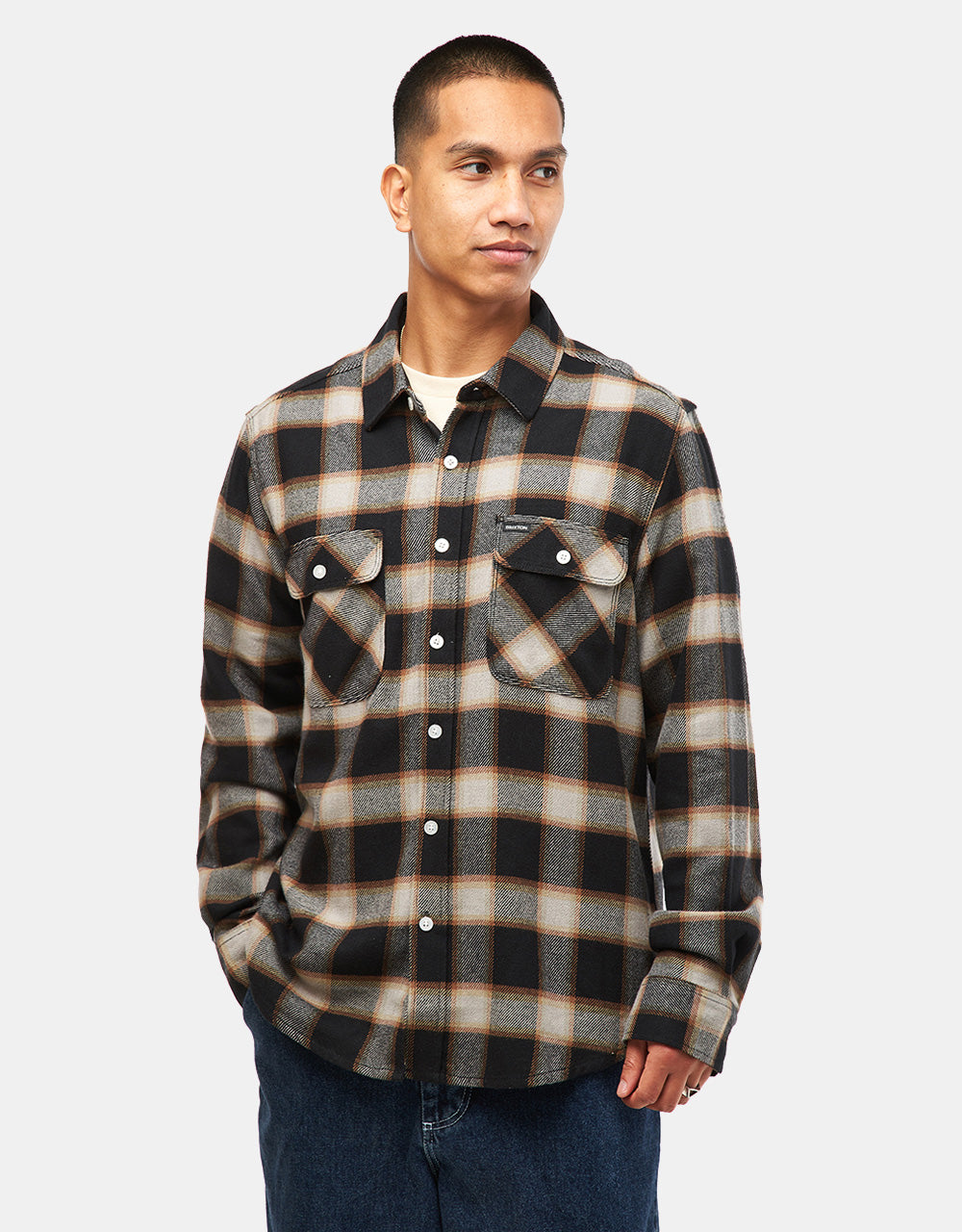 Brixton Bowery L/S Flannel Shirt (20th Anniversary) - Black/Cream